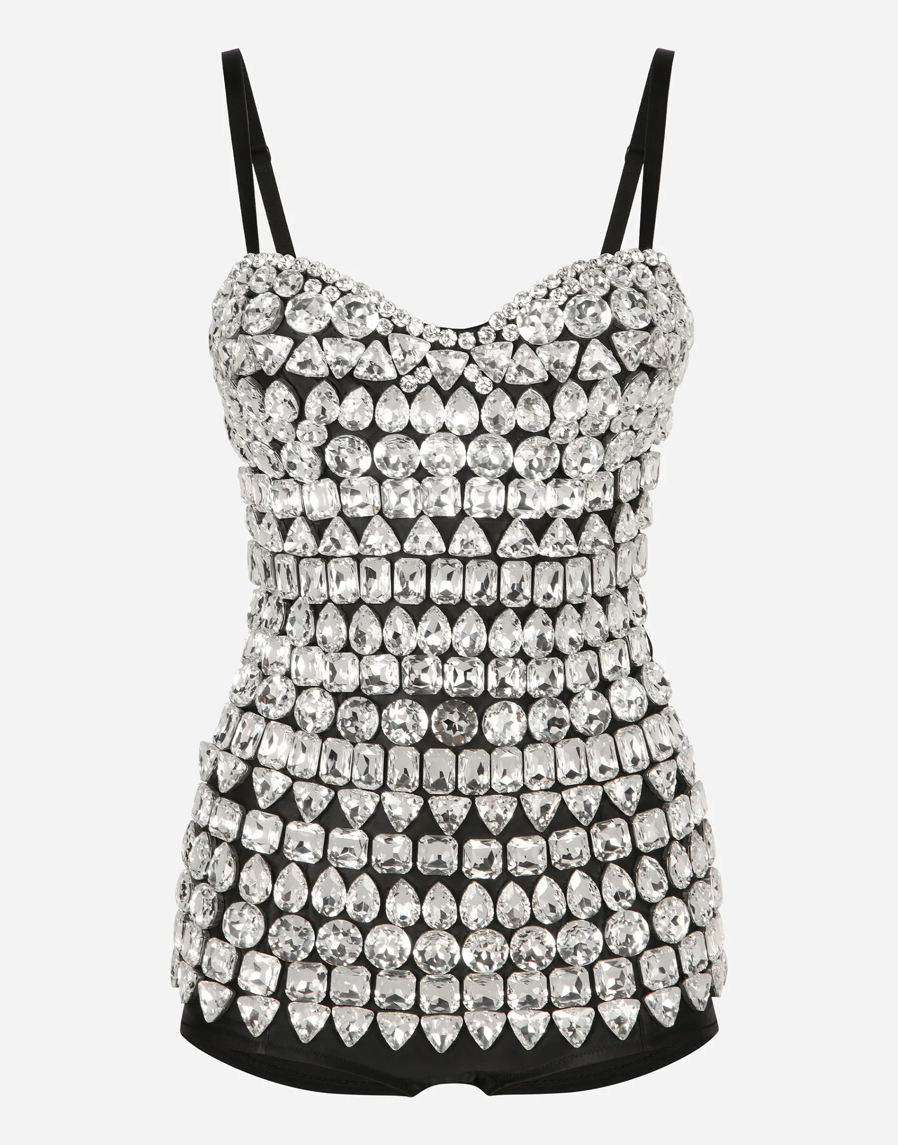KIM DOLCE&GABBANA Marquisette bodysuit with rhinestone embellishment