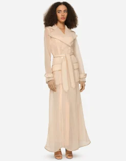 KIM DOLCE&GABBANA Marquisette trench coat with belt