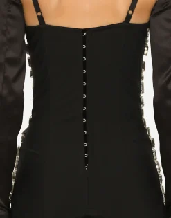 KIM DOLCE&GABBANA Marquisette bodysuit with rhinestone embellishment