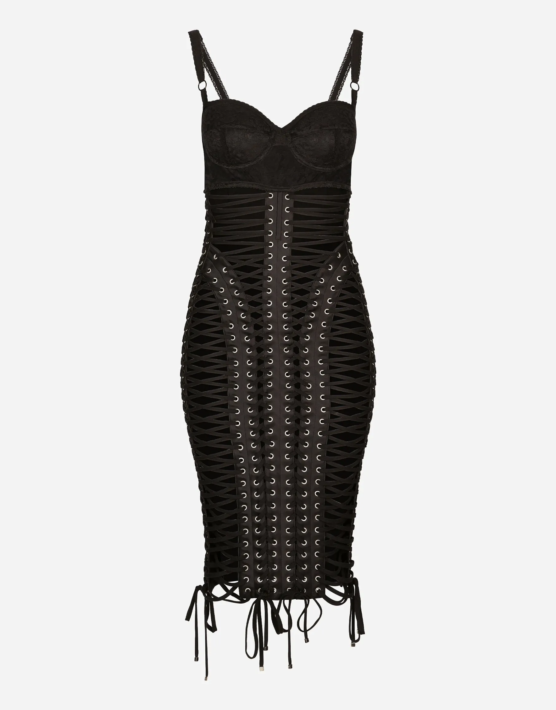 KIM DOLCE&GABBANA Midi dress with eyelets and lacing