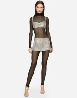 KIM DOLCE&GABBANA Miniskirt with fusible rhinestones