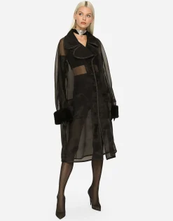 KIM DOLCE&GABBANA Organza trench coat with the Re-Edition label
