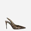 KIM DOLCE&GABBANA Polished calfskin slingbacks with leopard print