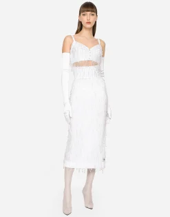 KIM DOLCE&GABBANA Powernet calf-length skirt with embellishment