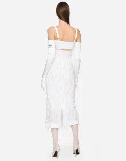 KIM DOLCE&GABBANA Powernet calf-length skirt with embellishment