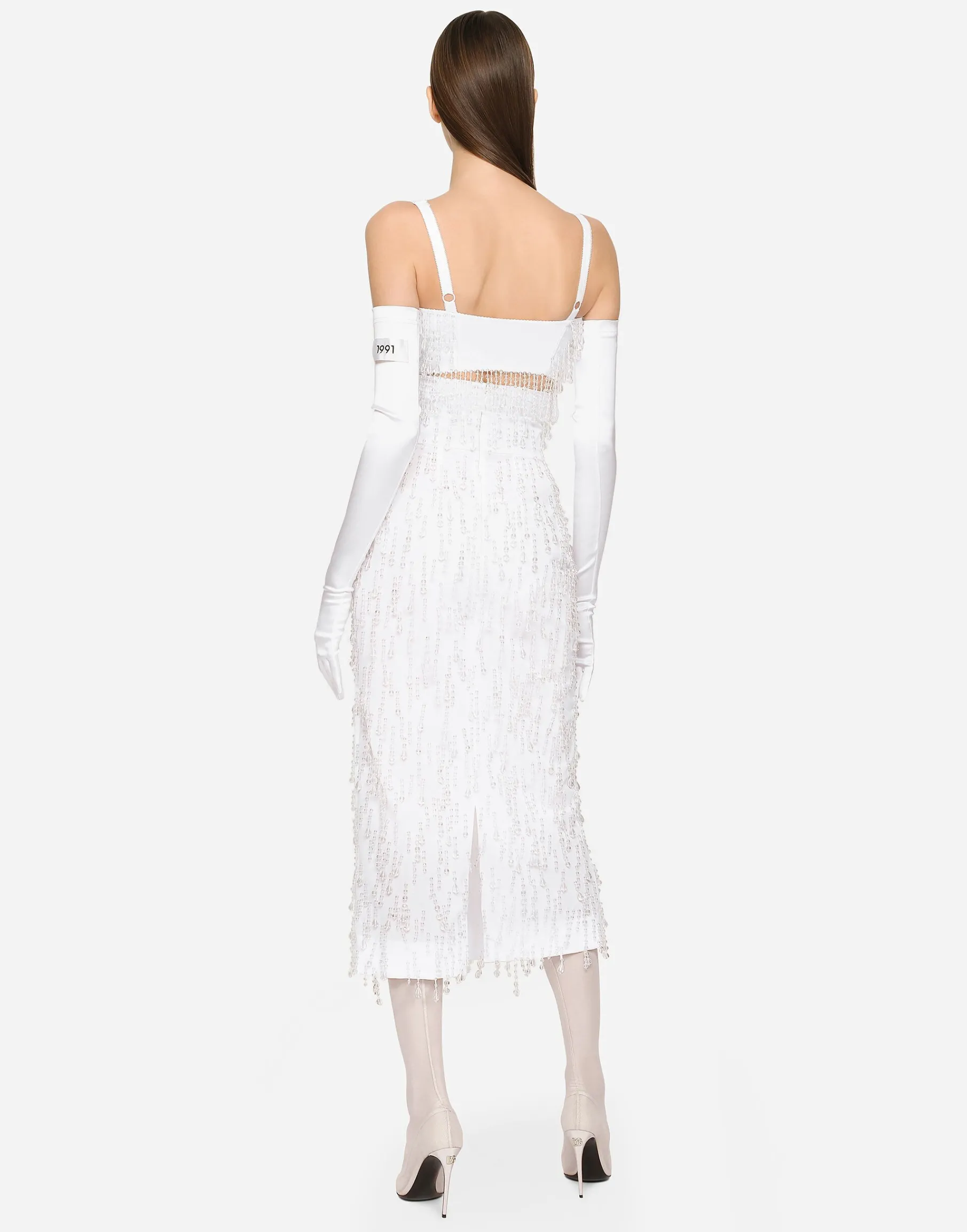 KIM DOLCE&GABBANA Powernet calf-length skirt with embellishment