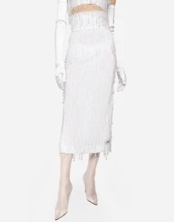 KIM DOLCE&GABBANA Powernet calf-length skirt with embellishment