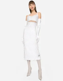 KIM DOLCE&GABBANA Powernet calf-length skirt with embellishment