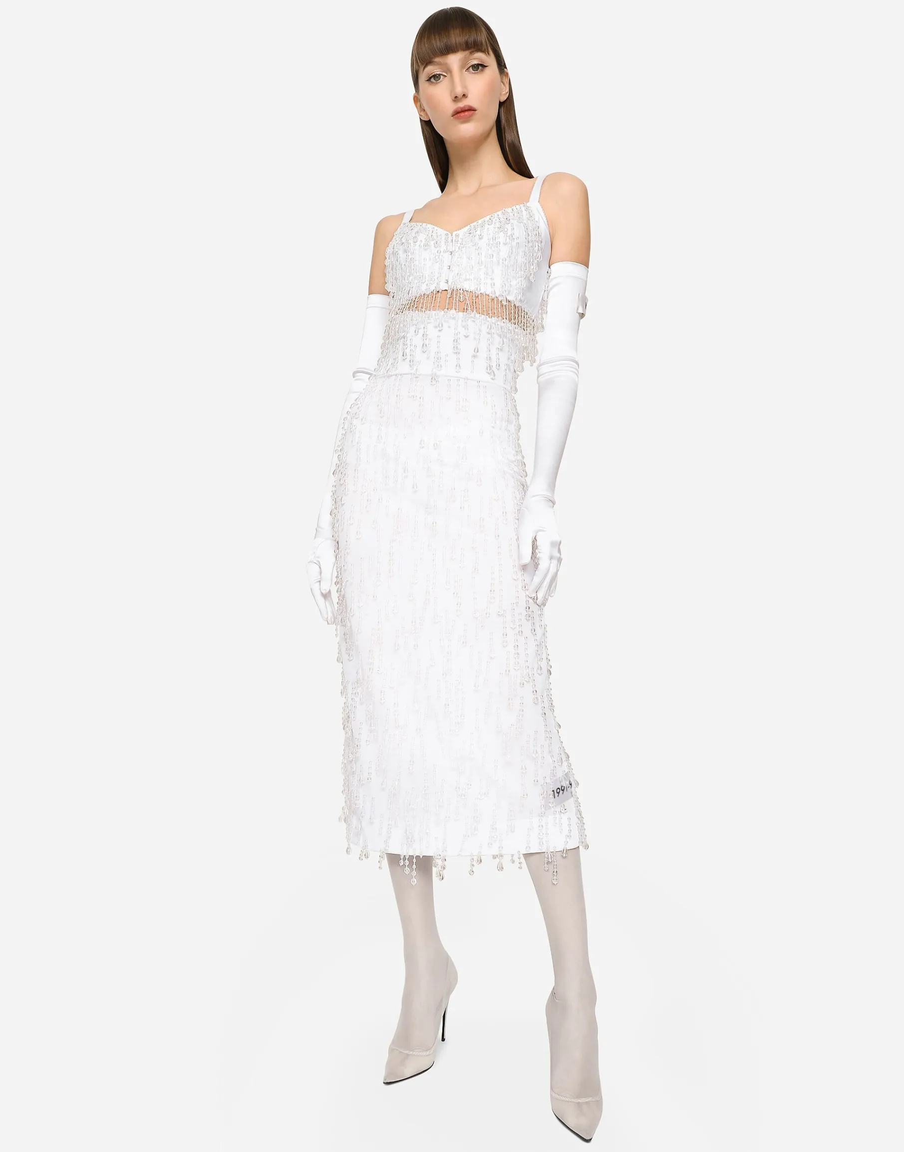 KIM DOLCE&GABBANA Powernet calf-length skirt with embellishment