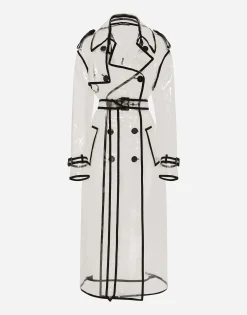 KIM DOLCE&GABBANA PVC trench coat with contrasting piping