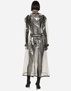KIM DOLCE&GABBANA PVC trench coat with contrasting piping