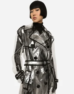 KIM DOLCE&GABBANA PVC trench coat with contrasting piping