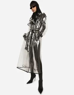 KIM DOLCE&GABBANA PVC trench coat with contrasting piping