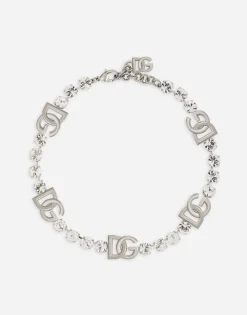 KIM DOLCE&GABBANA Rhinestone necklace with DG logo