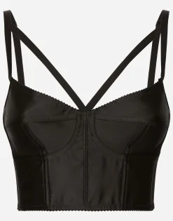 KIM DOLCE&GABBANA Satin and marquisette corset