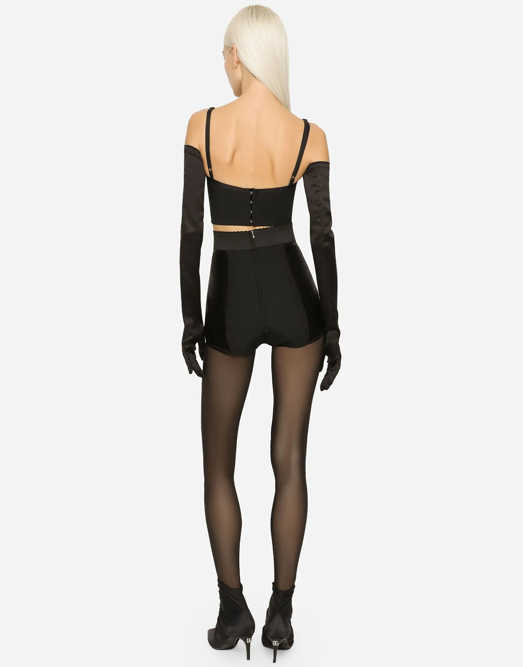 KIM DOLCE&GABBANA Satin and marquisette corset
