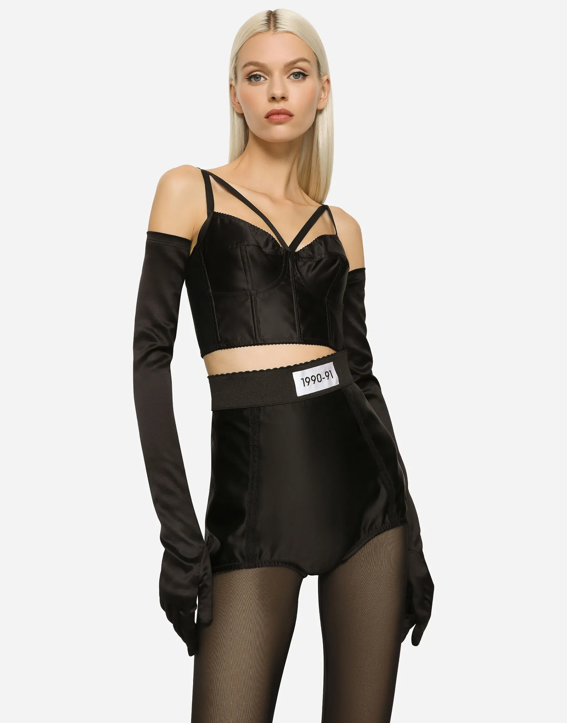 KIM DOLCE&GABBANA Satin and marquisette corset