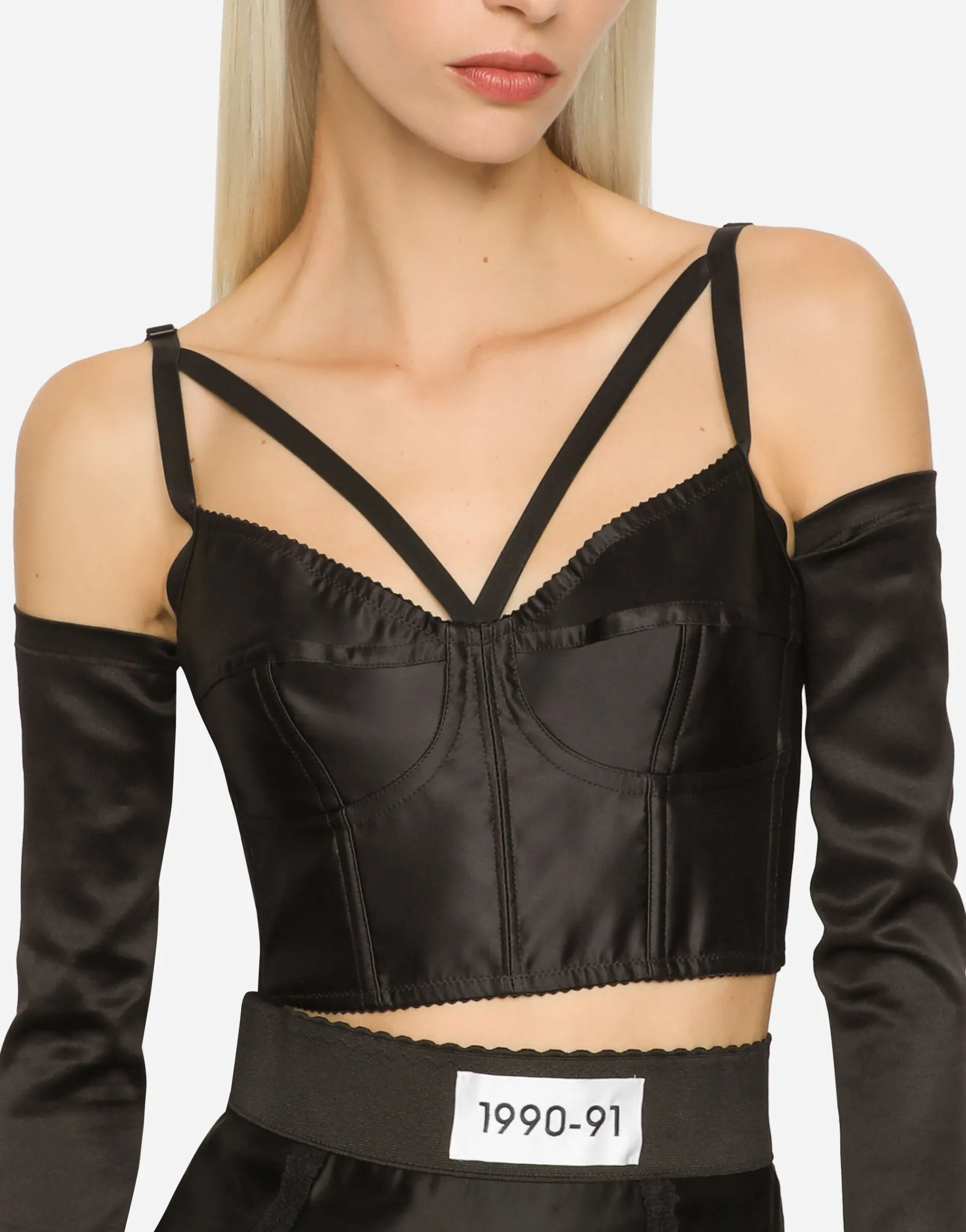 KIM DOLCE&GABBANA Satin and marquisette corset