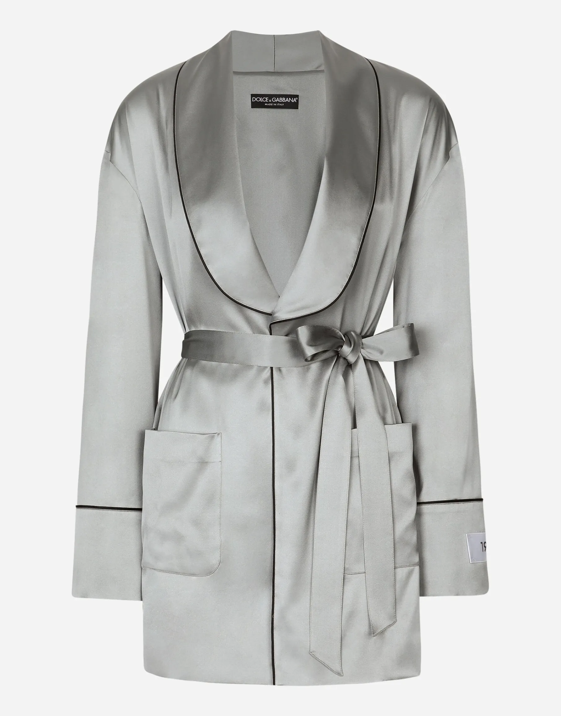KIM DOLCE&GABBANA Satin pajama shirt with belt