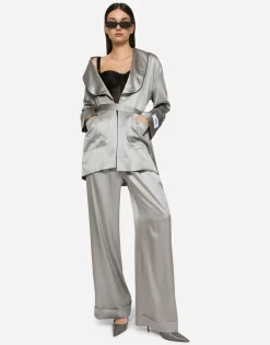 KIM DOLCE&GABBANA Satin pajama shirt with belt