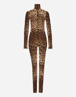 KIM DOLCE&GABBANA Sheer leopard-print jumpsuit