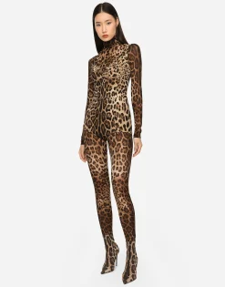 KIM DOLCE&GABBANA Sheer leopard-print jumpsuit