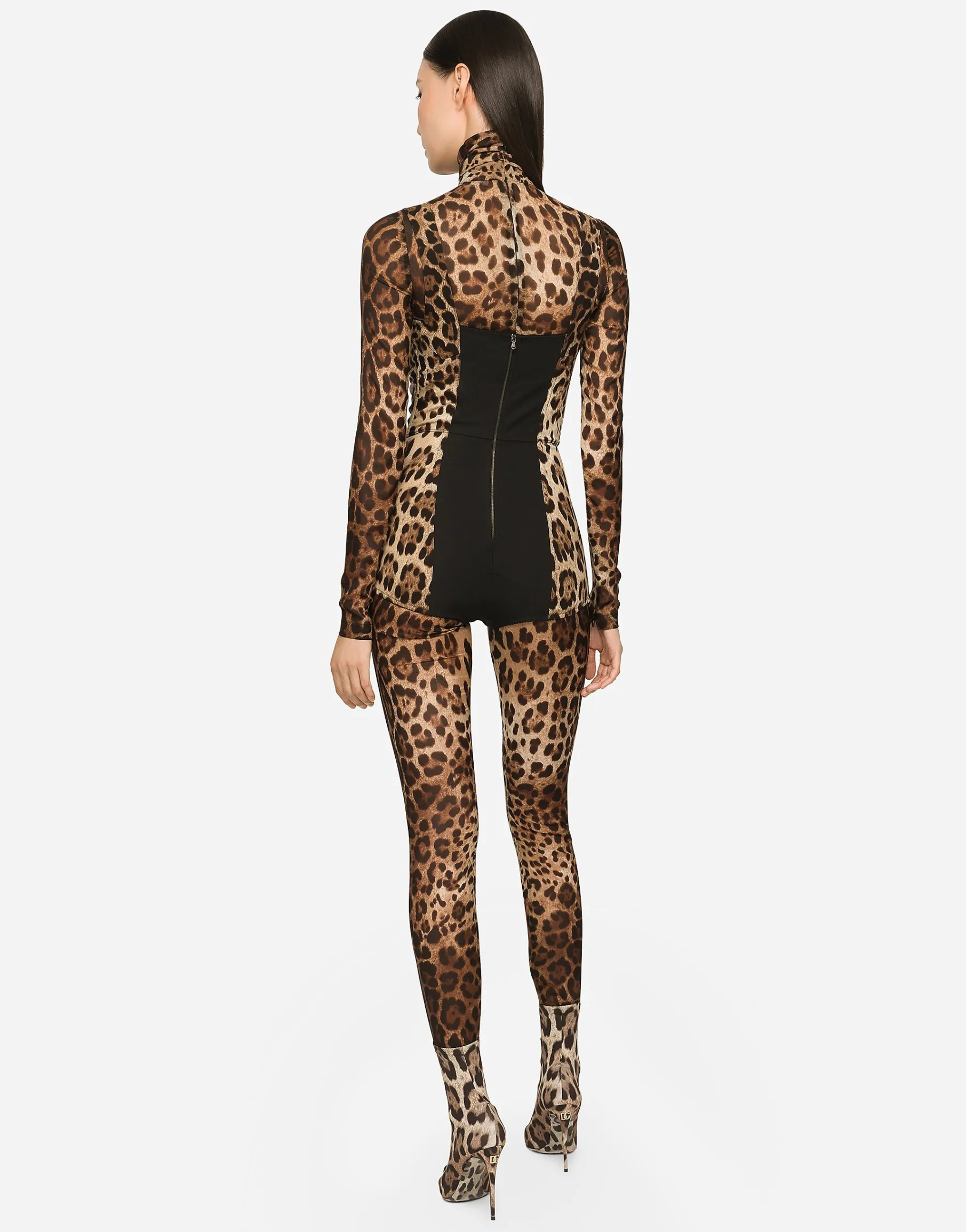 KIM DOLCE&GABBANA Sheer leopard-print jumpsuit