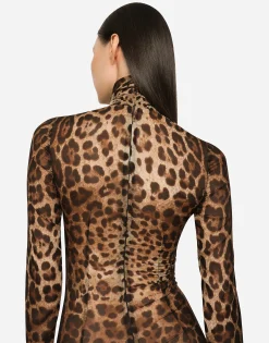 KIM DOLCE&GABBANA Sheer leopard-print jumpsuit