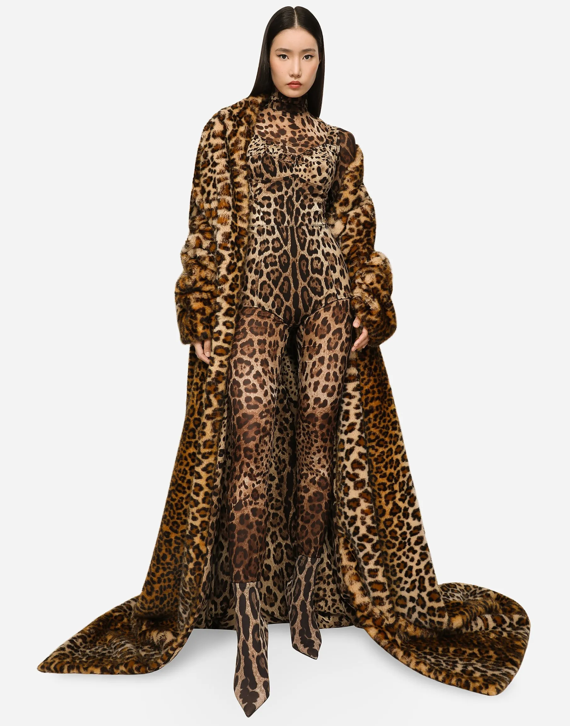 KIM DOLCE&GABBANA Sheer leopard-print jumpsuit