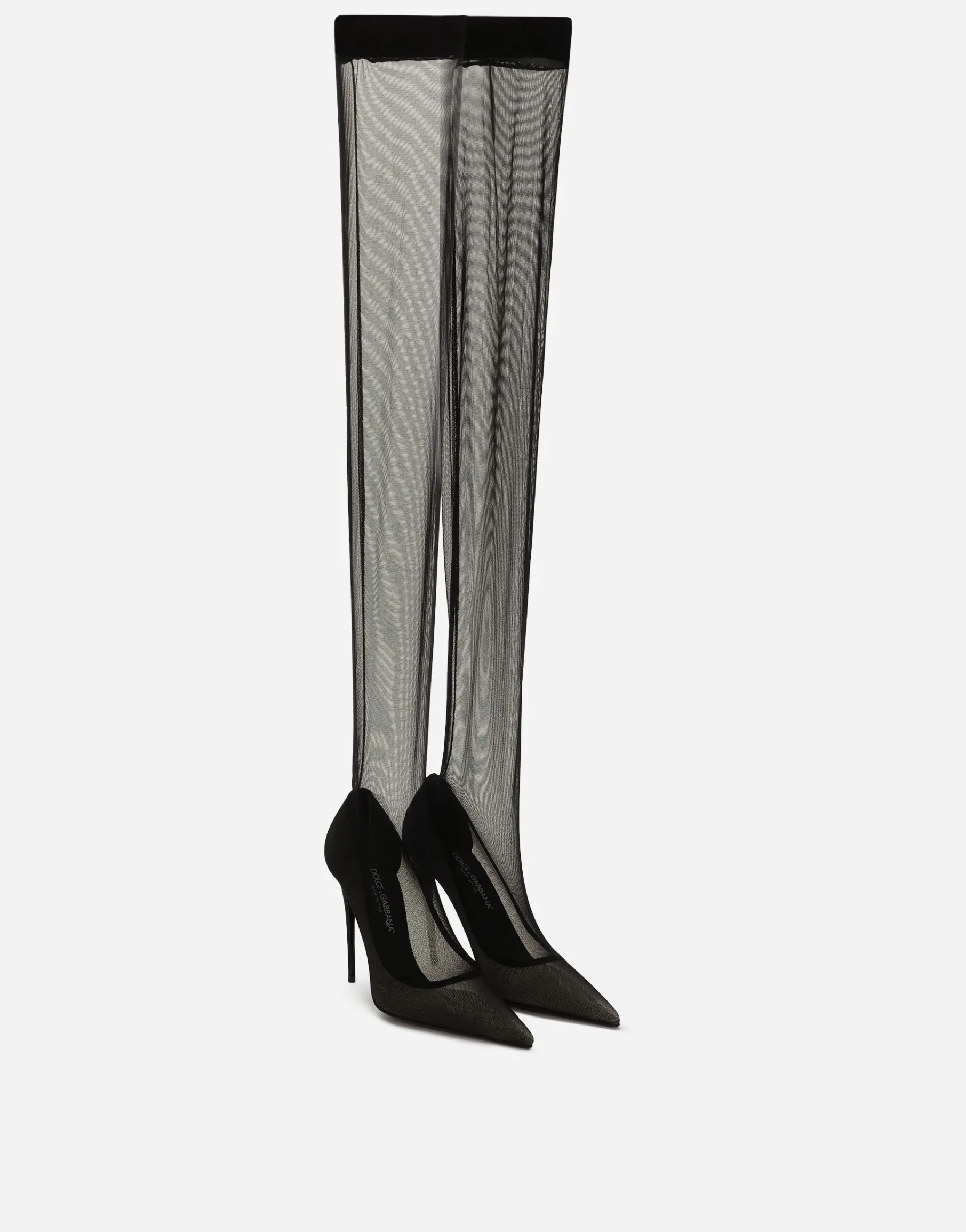 KIM DOLCE&GABBANA Stretch tulle thigh-high boots