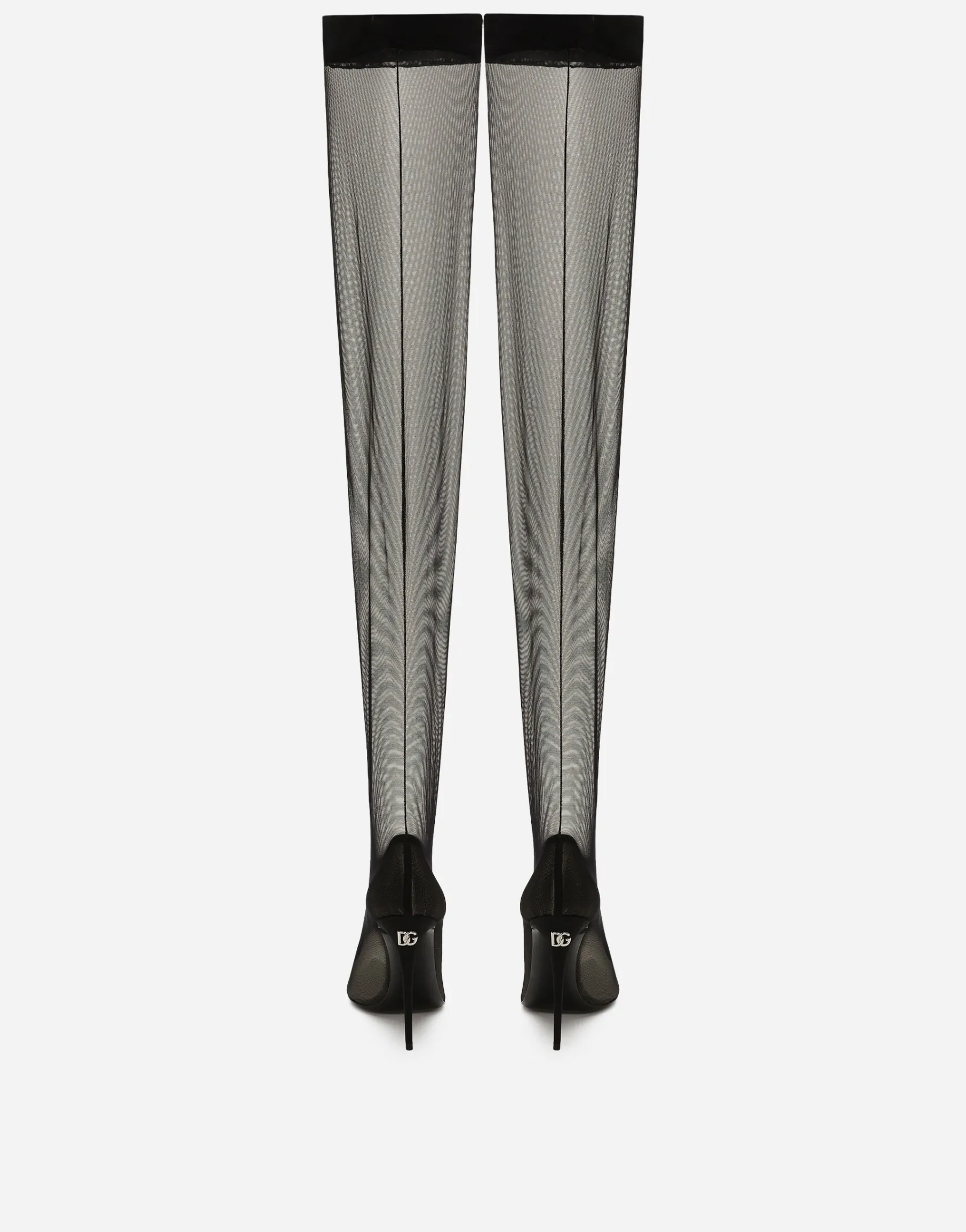 KIM DOLCE&GABBANA Stretch tulle thigh-high boots