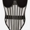 KIM DOLCE&GABBANA Tulle corset with boning and molded cups