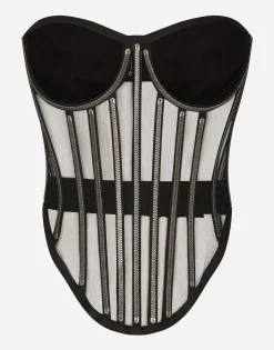 KIM DOLCE&GABBANA Tulle corset with boning and molded cups