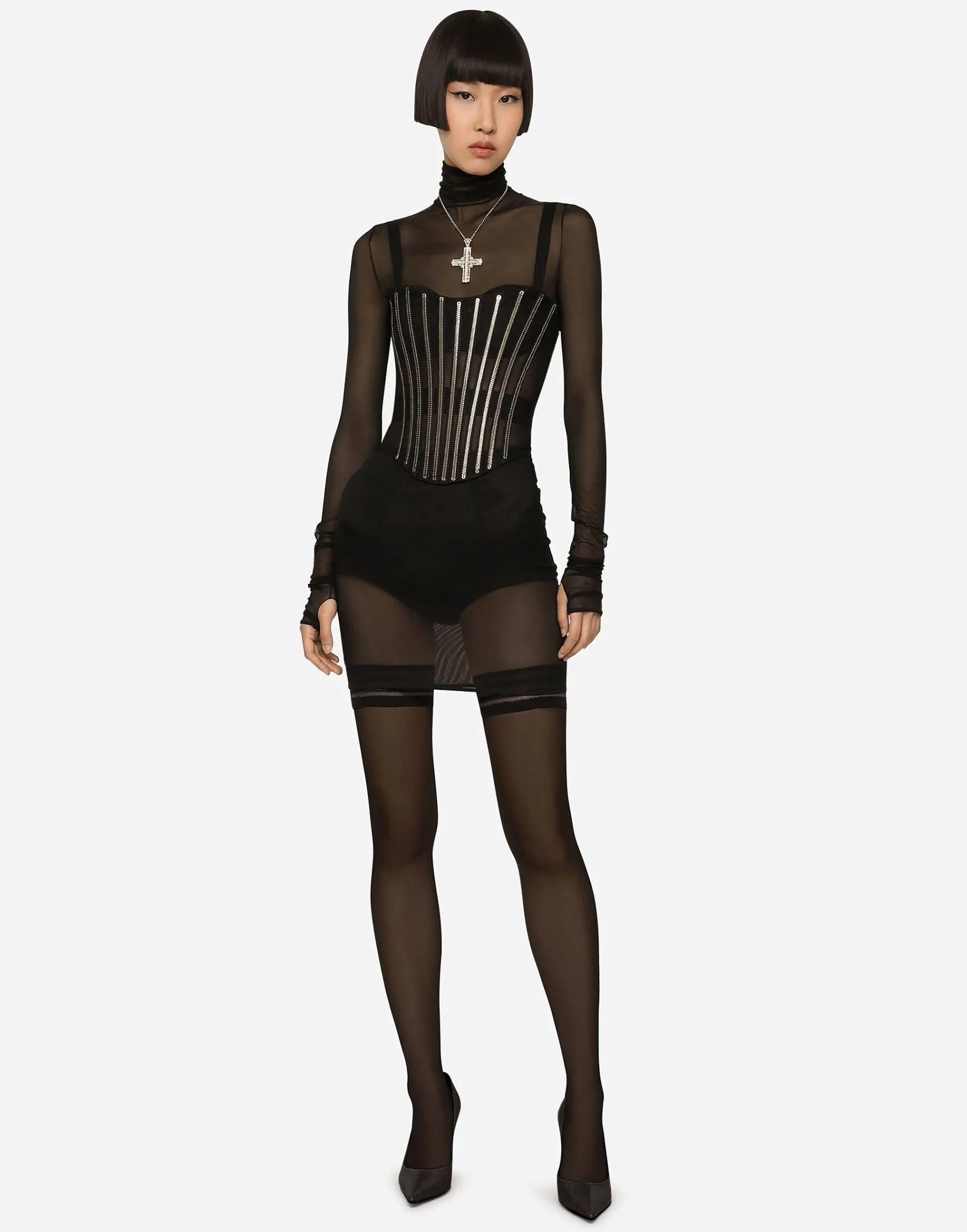 KIM DOLCE&GABBANA Tulle corset belt with boning