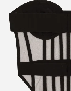 KIM DOLCE&GABBANA Tulle corset with boning and molded cups