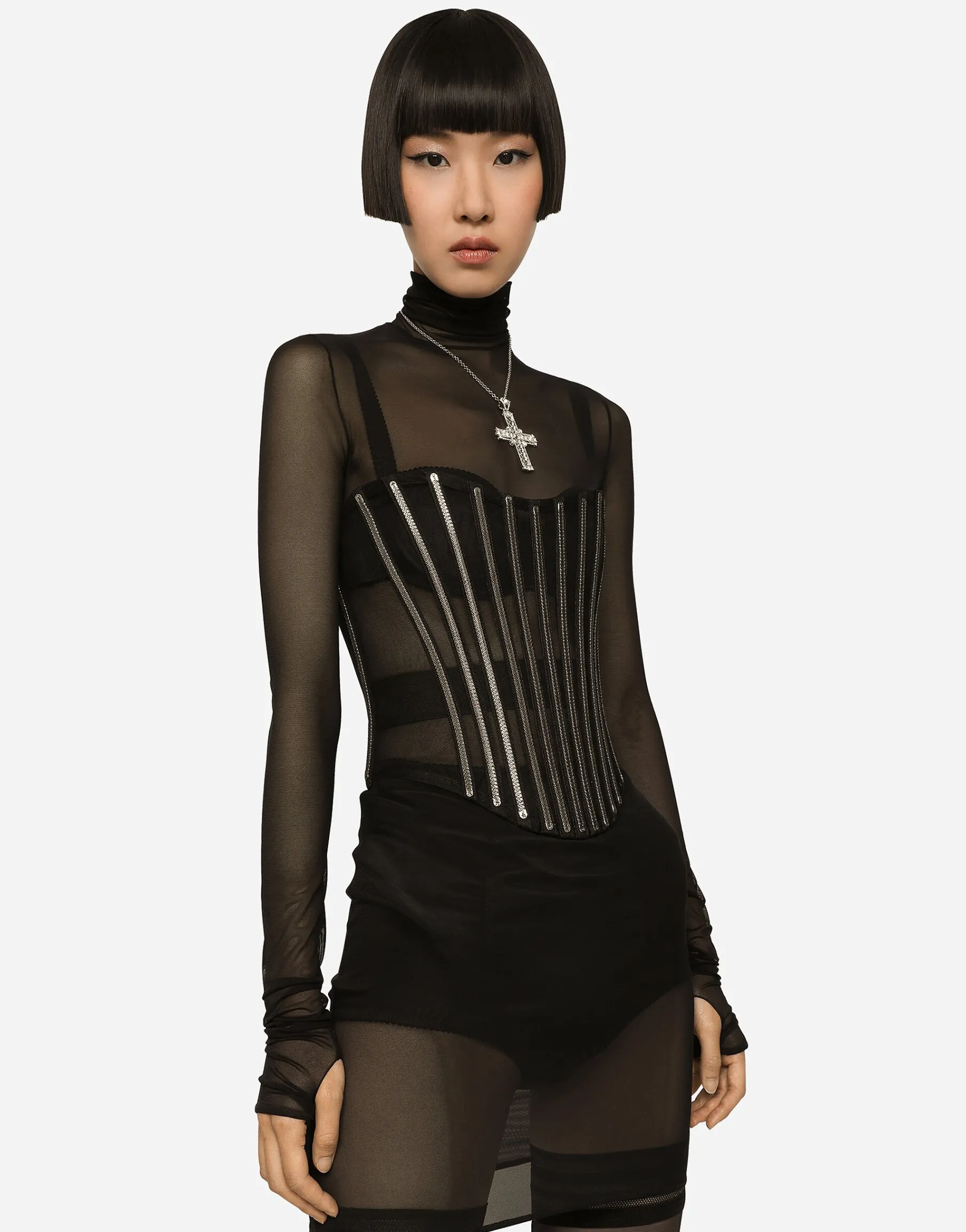 KIM DOLCE&GABBANA Tulle corset belt with boning