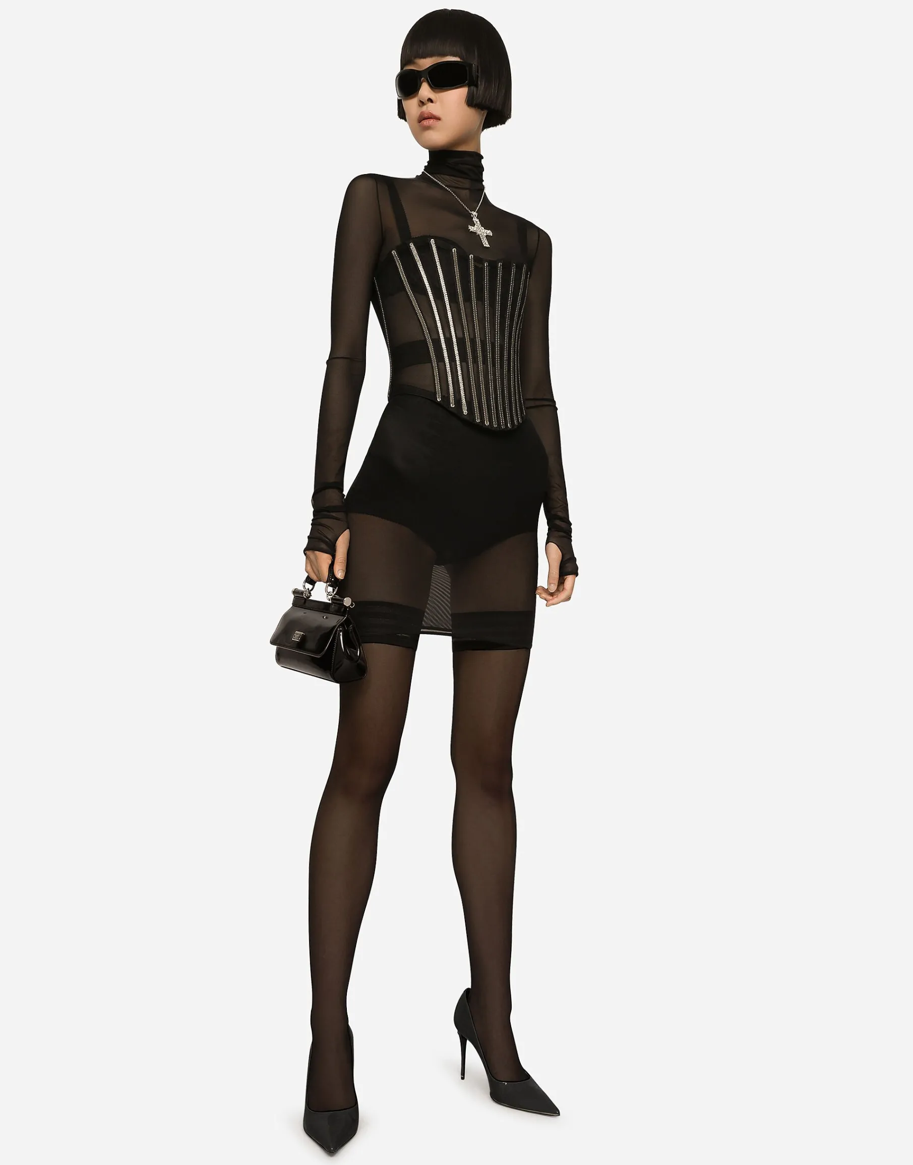 KIM DOLCE&GABBANA Tulle corset belt with boning