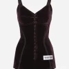 KIM DOLCE&GABBANA Velvet and marquisette bodysuit