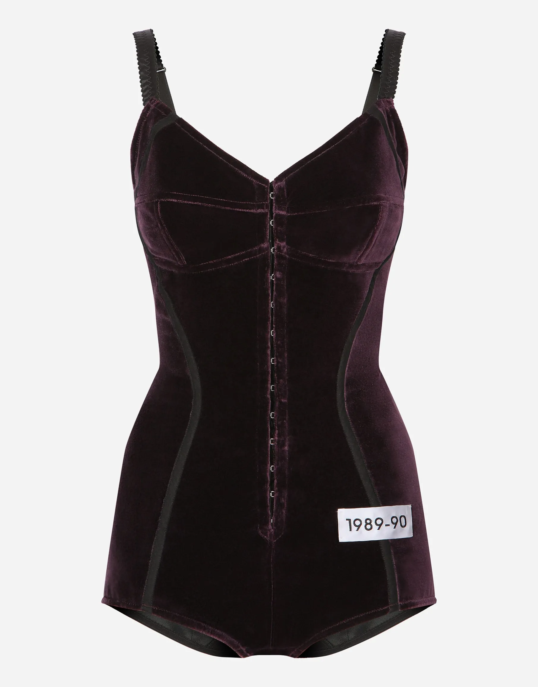 KIM DOLCE&GABBANA Velvet and marquisette bodysuit
