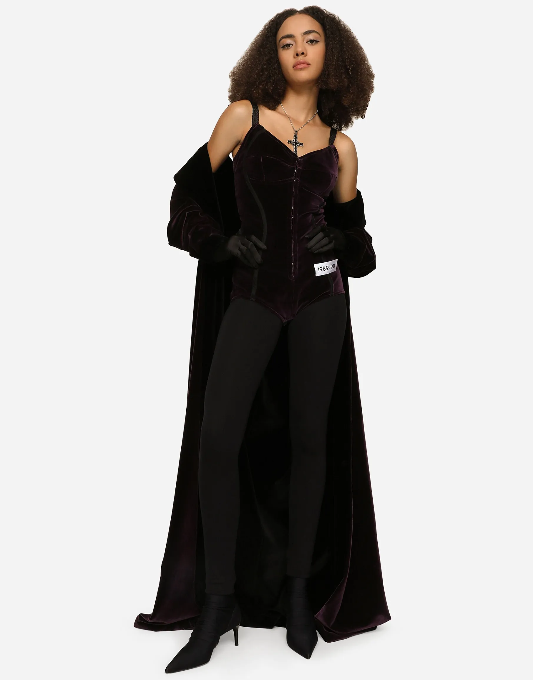 KIM DOLCE&GABBANA Velvet and marquisette bodysuit
