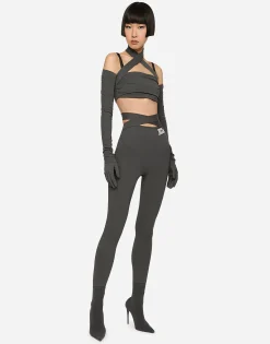 KIM DOLCE&GABBANA Viscose pants with crossover strap on the waist
