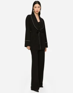 KIM DOLCE&GABBANA Woolen pajama pants with piping