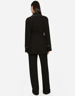 KIM DOLCE&GABBANA Woolen pajama pants with piping