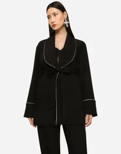 KIM DOLCE&GABBANA Woolen pajama shirt with belt