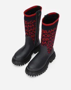Knit boots with Dolce&Gabbana logo