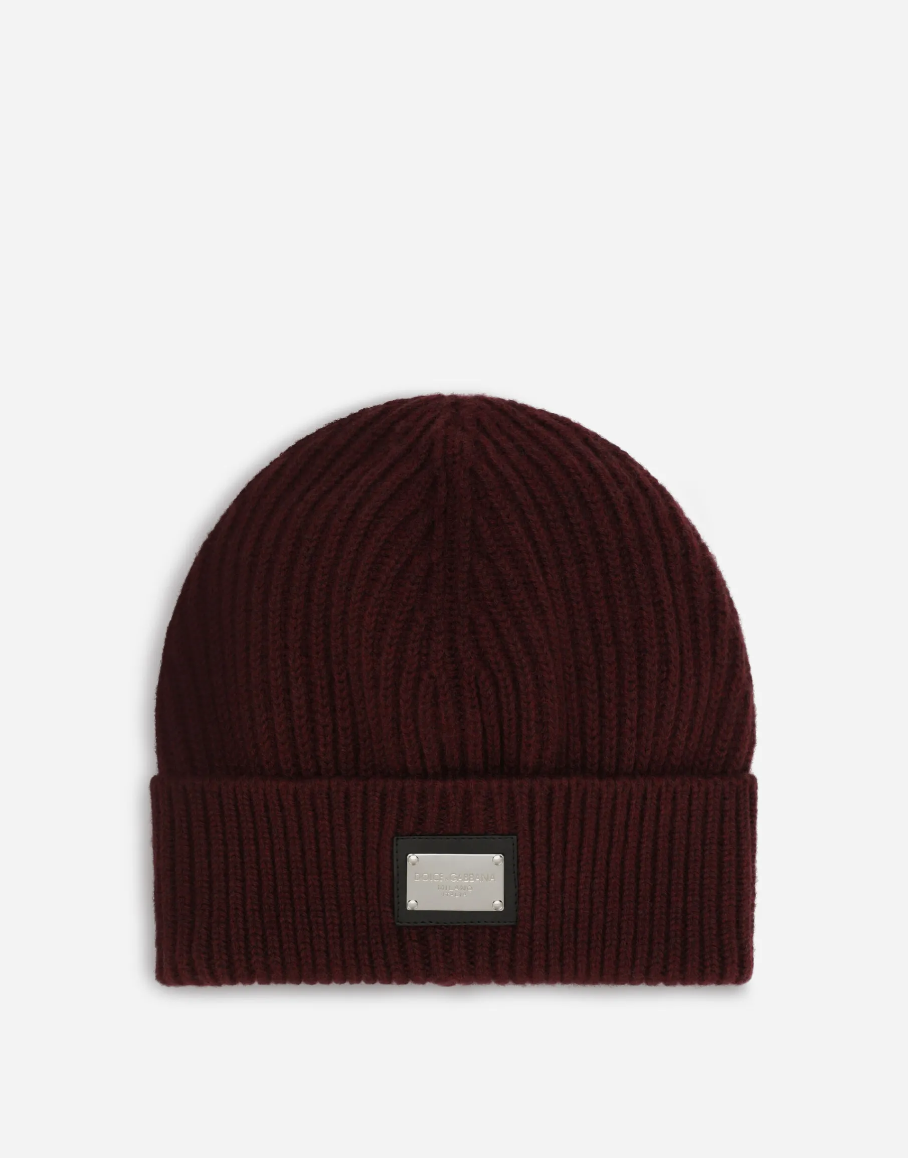 Knit cashmere and wool hat with logo tag