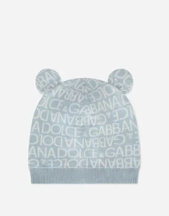 Knit hat with jacquard logo and ears