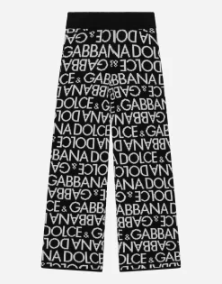 Knit pants with all-over jacquard logo