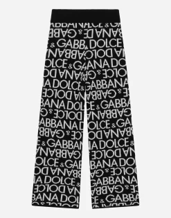 Knit pants with all-over jacquard logo