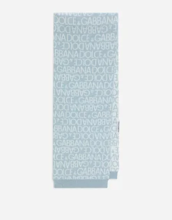 Knit scarf with all-over jacquard logo